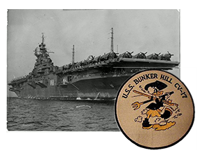 Hugh Harris served as a gunner on the USS Bunker Hill during WWII. On May 11, 1945 she lost nearly 600 of her crew during Japanese kamikaze attacks. Hugh treaded water for hours before rescue. Refusing to leave his ship, he transfered to a cook for the remainder of the war in order to continue to serve on his inactive ship.